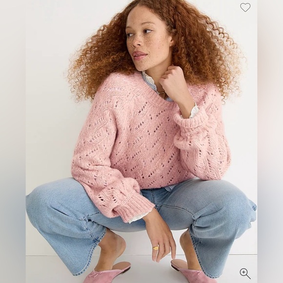 J Crew Pointelle crewneck sweater pink Small Cozy Crew Neck Women’s Casual - Picture 1 of 6